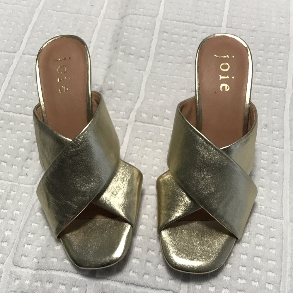 Joie Metallic Gold Mules